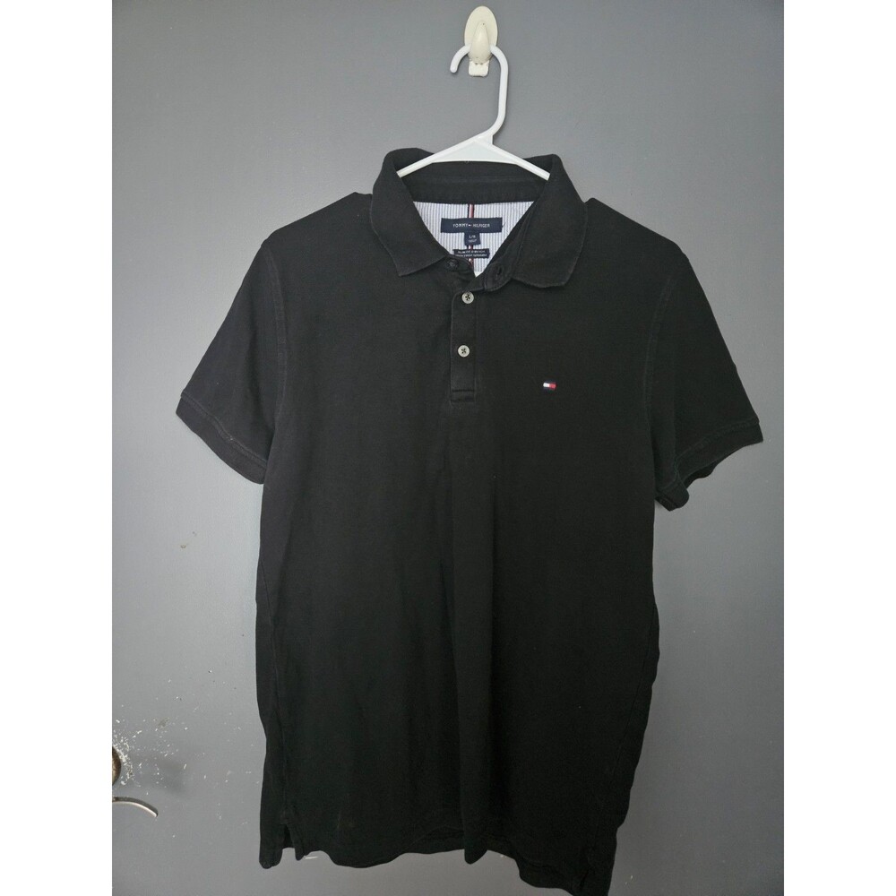 Tommy Hilfiger Men’s Black Slim Fit Stretch Short Sleeve Polo Shirt Size L